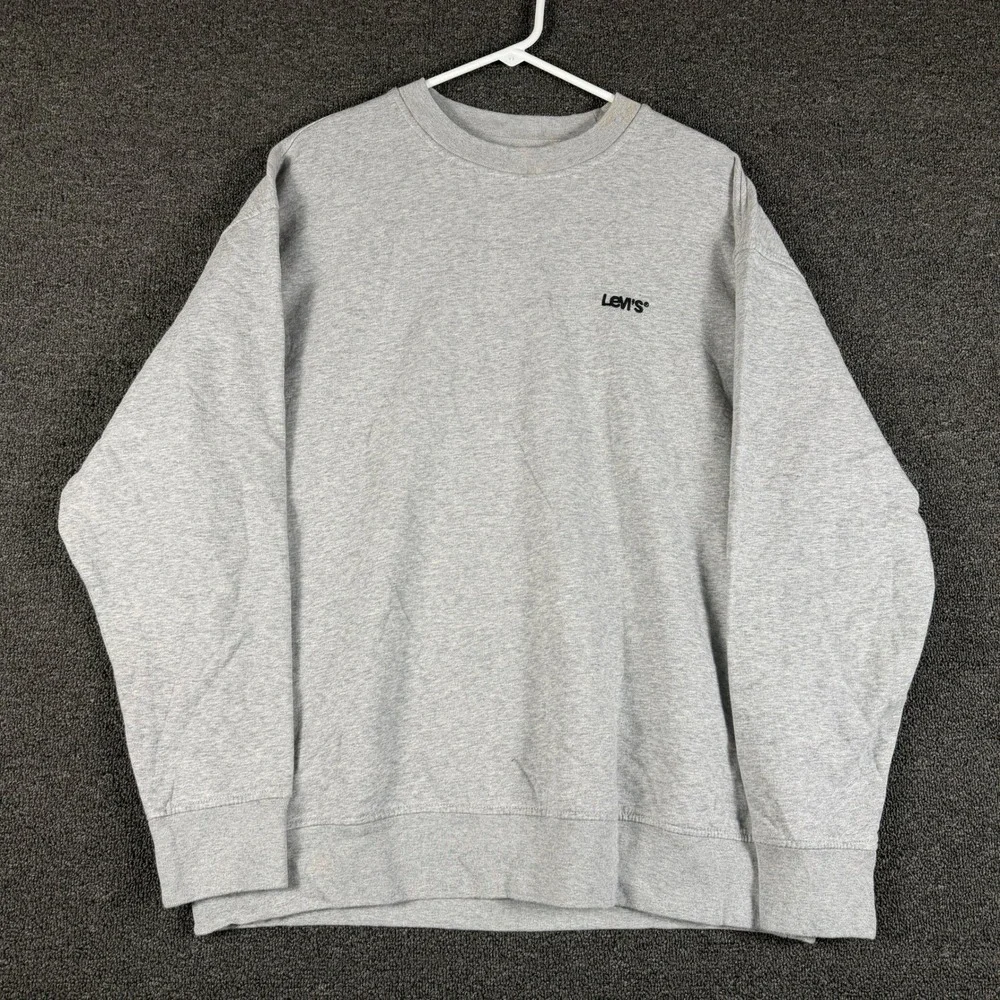 Levis Mens Relaxed Fit Crewneck Sweatshirt Grey Embroidered Logo Size L